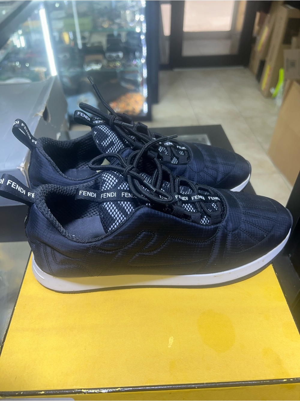 Fendi Men's Black Low-Top Sneakers with White Sole